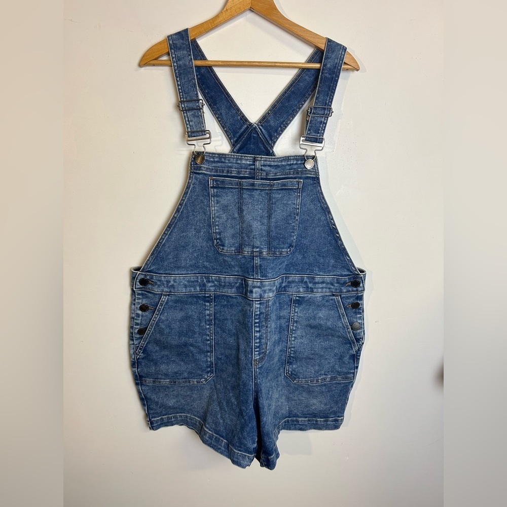 Lane Bryant Boyfriend Blue Denim Overalls Plus Size 18 Canvas Errands Chic Flirt